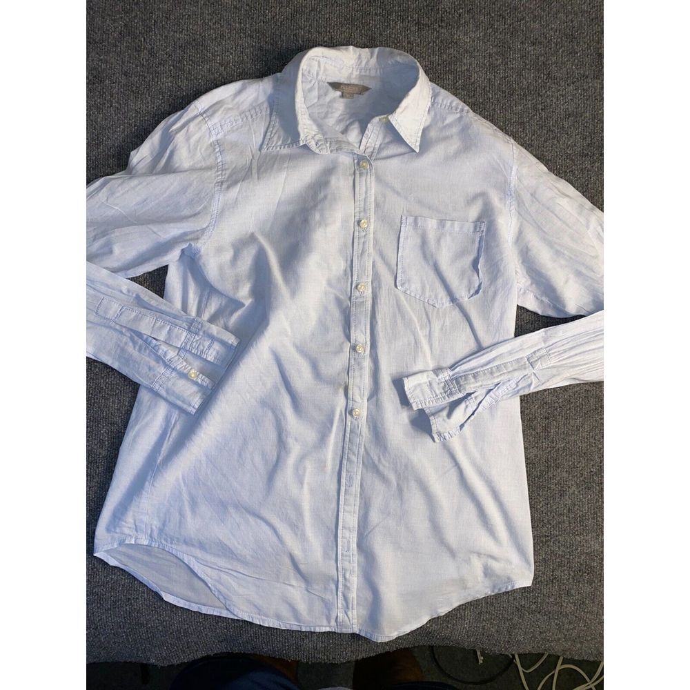 Rubbish Casual Shirt Womens‎ Medium Blue Chest Pocket Long Sleeve Button Down